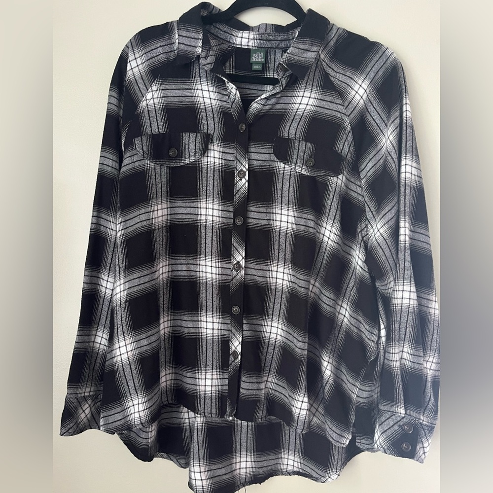 Wild fable black and white plaid shirt